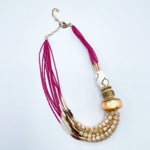 Chico's Multicolor Layered Beaded Necklace With Gold Accents & Adjustable Chain - Picture 5 of 5